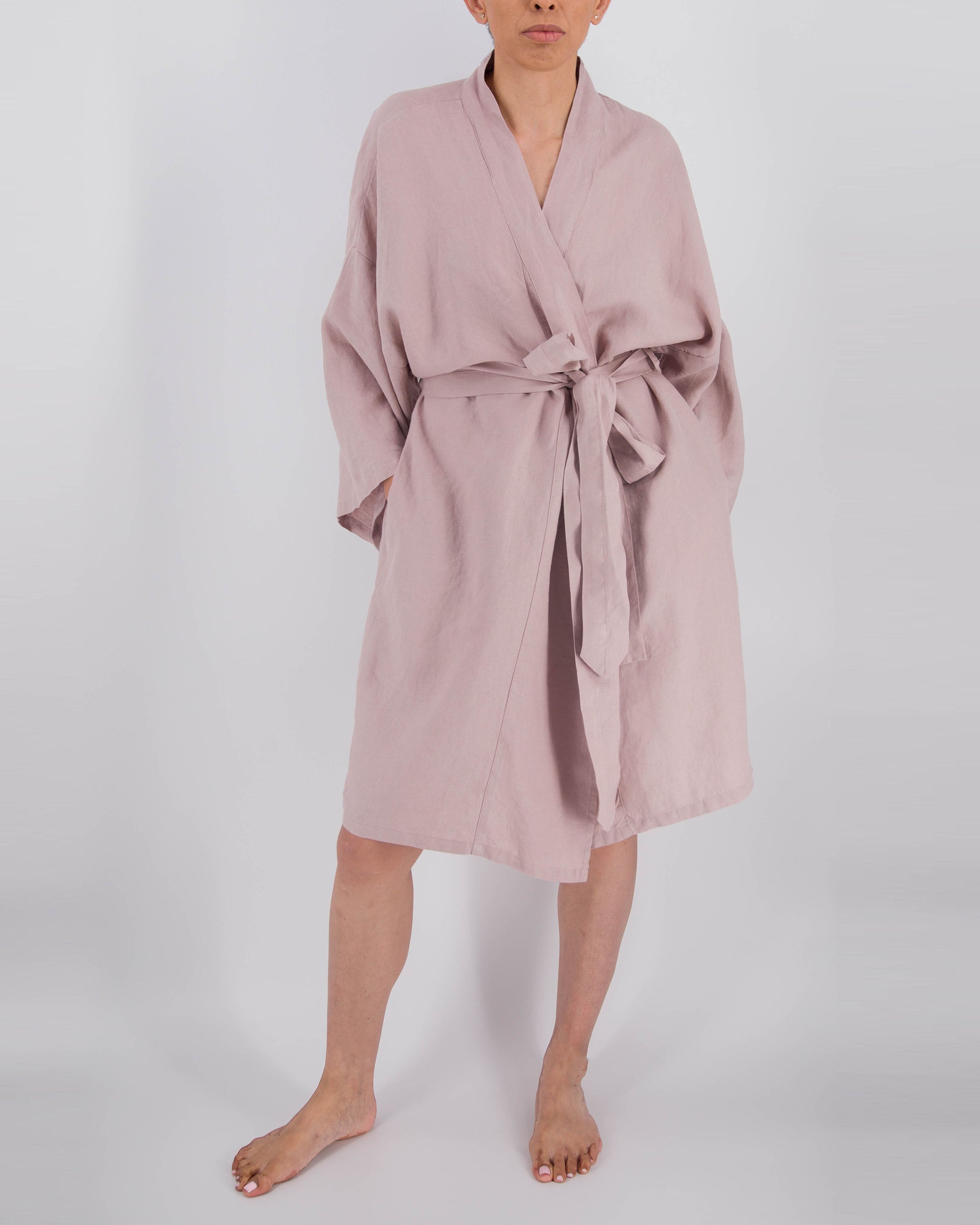 Soft Nights Leia Mid-Length French Linen Robe