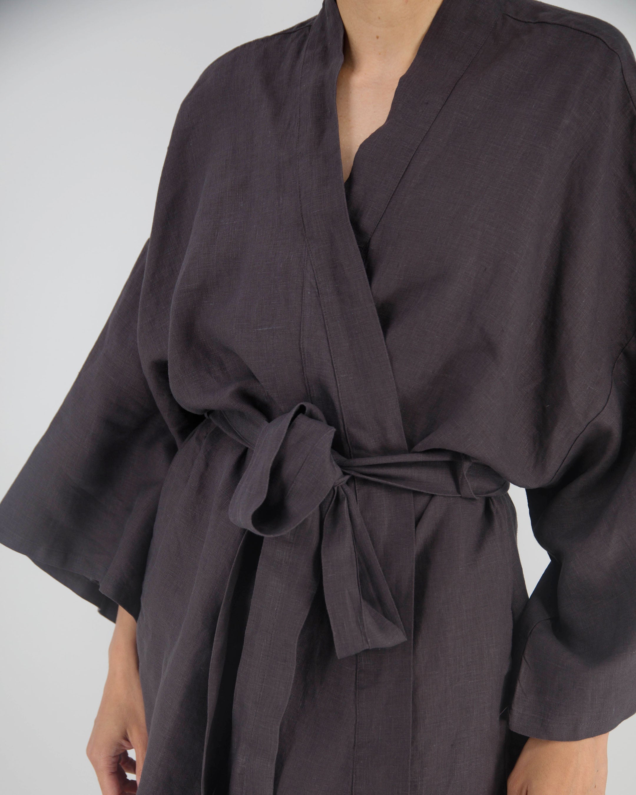 Soft Nights Leia Mid-Length French Linen Robe