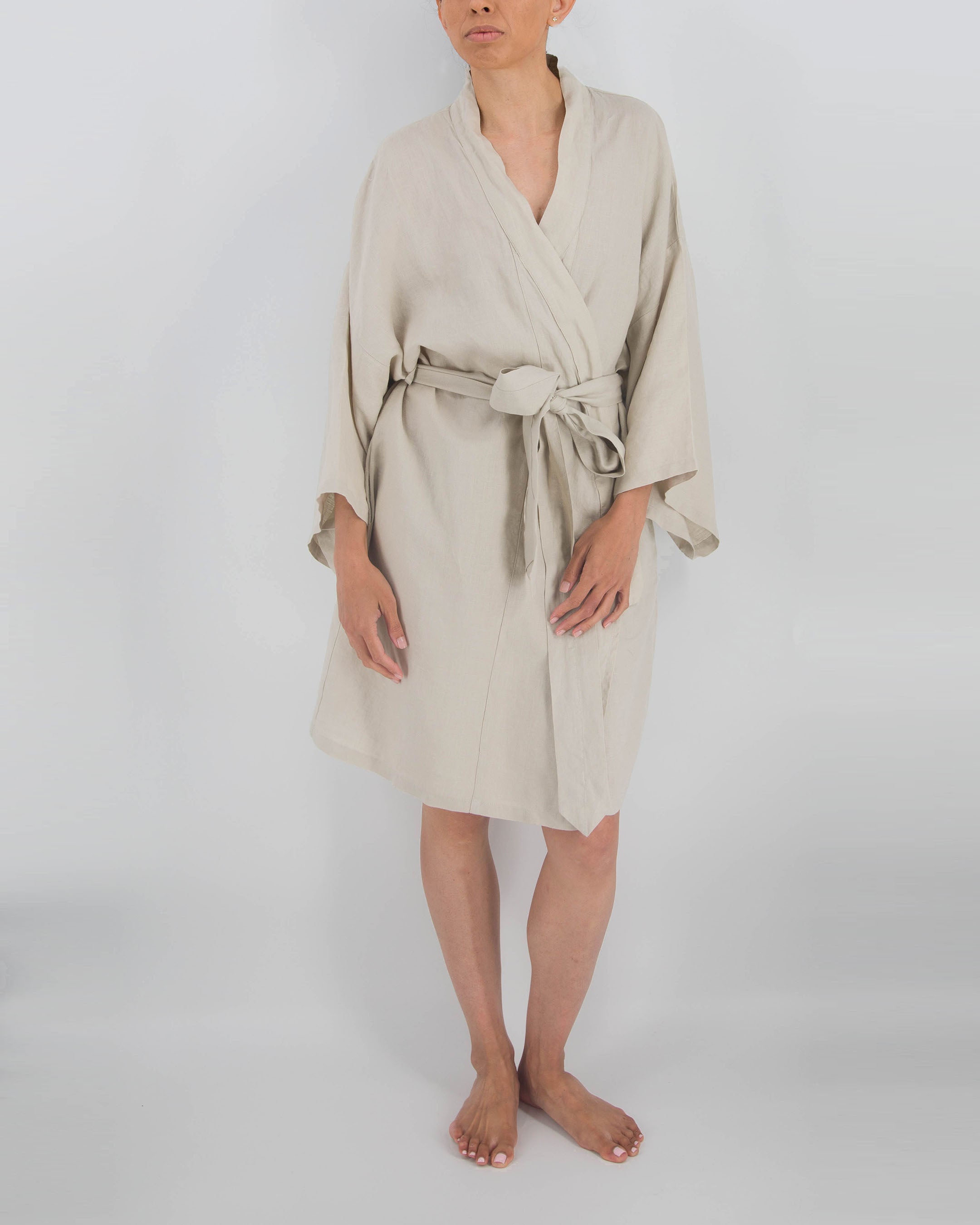 Soft Nights Leia Mid-Length French Linen Robe