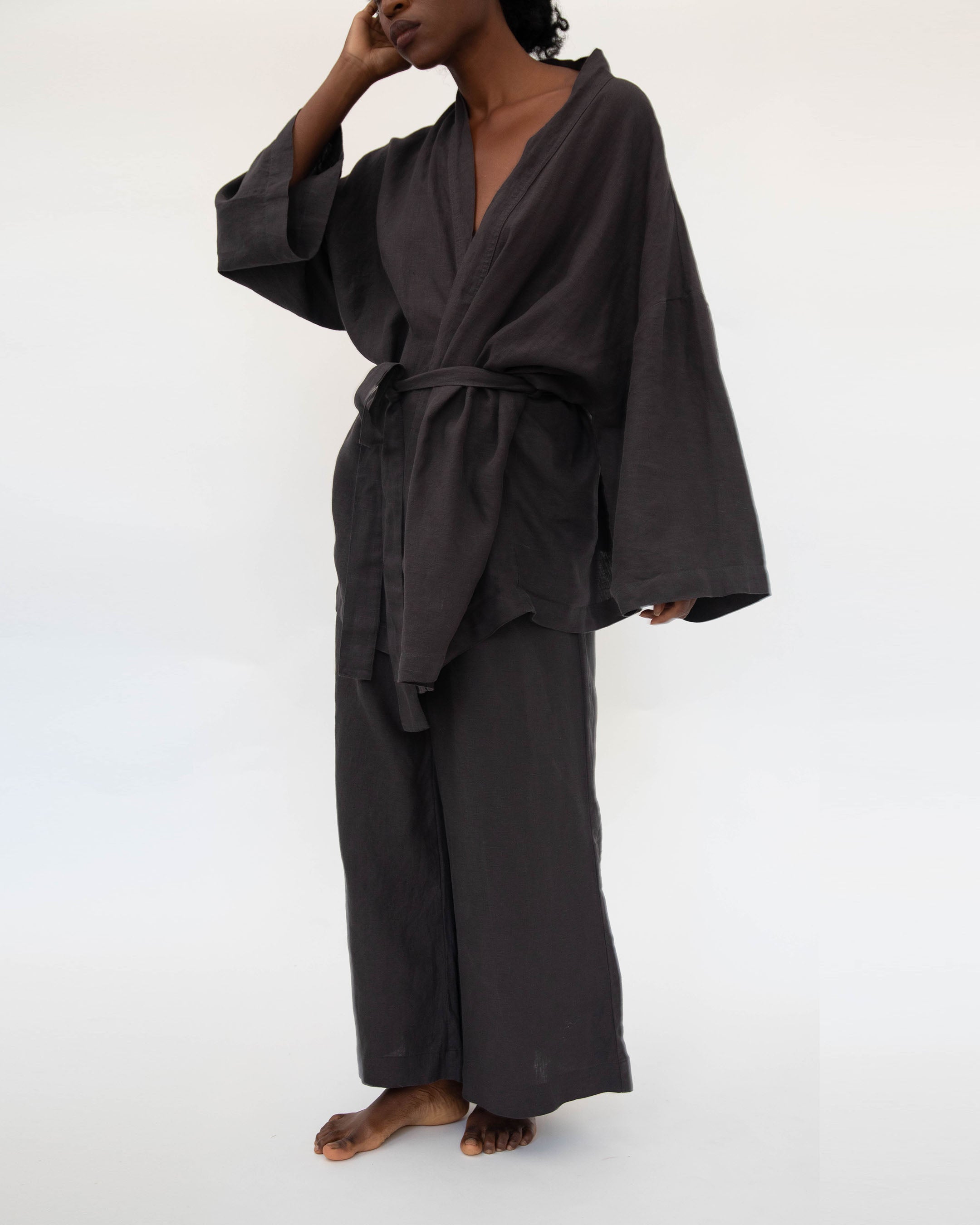 Slow Morning Naoko Linen Kimono Sleepwear Set